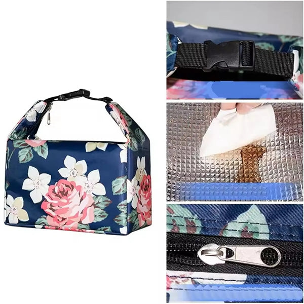 Waterproof Female Printed Portable Insulated Lunch Bag