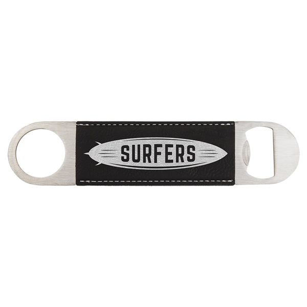 Black/Silver Leatherette Bottle Opener