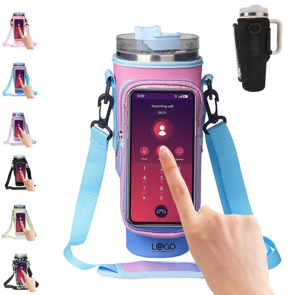 Water Bottle Carrier Bag with Touch Screen Phone Pocket