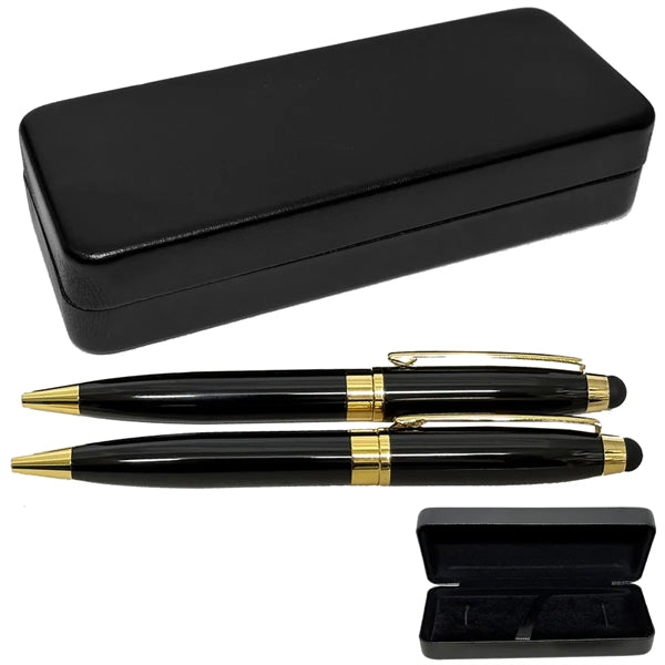 Brass Ballpoint Stylus Pen and Mechanical Pencil Box Set