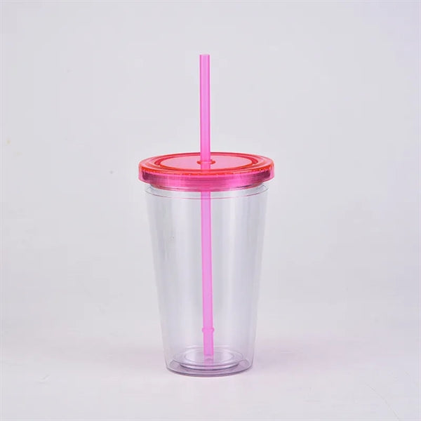 Double Wall Acrylic Tumbler With Lid And Straw
