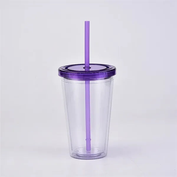 Double Wall Acrylic Tumbler With Lid And Straw