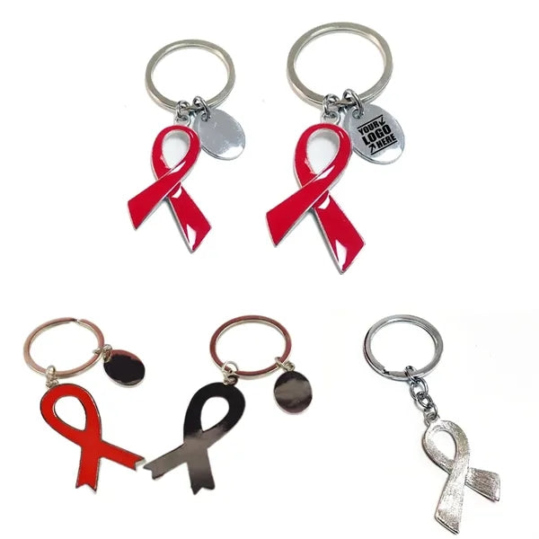 Metal Ribbon Keychain (Red)