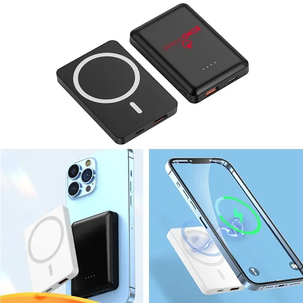 5000mAh Wireless Magnetic Power Bank with USB-C and USB-A