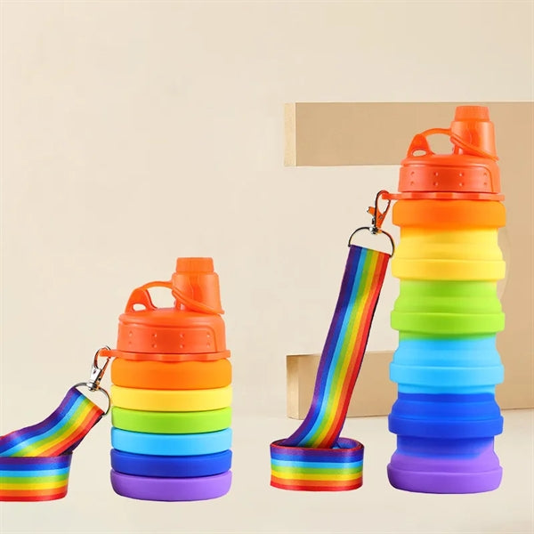 Rainbow Foldable Silicone Sports Water Bottle