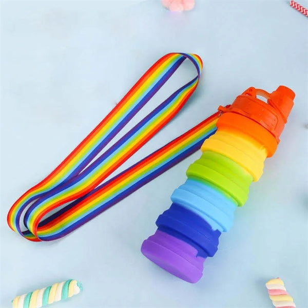 Rainbow Foldable Silicone Sports Water Bottle