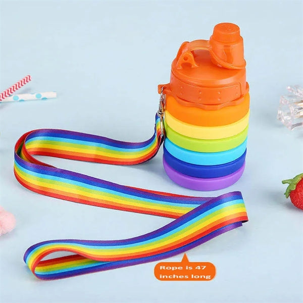 Rainbow Foldable Silicone Sports Water Bottle