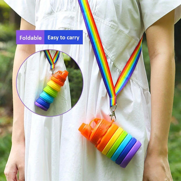 Rainbow Foldable Silicone Sports Water Bottle
