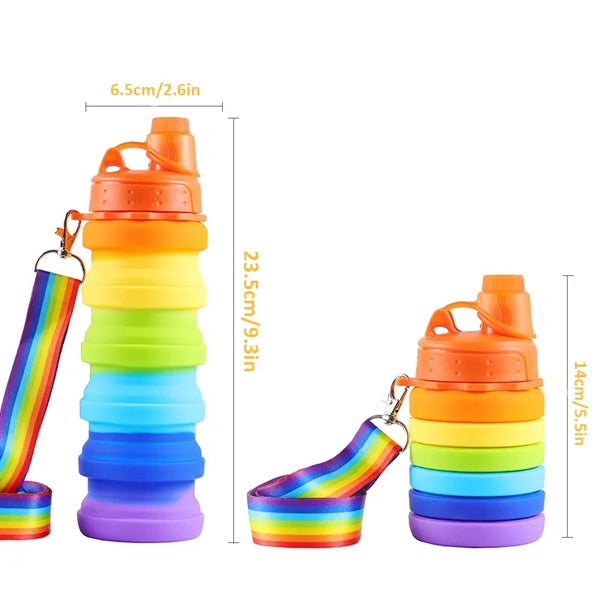 Rainbow Foldable Silicone Sports Water Bottle