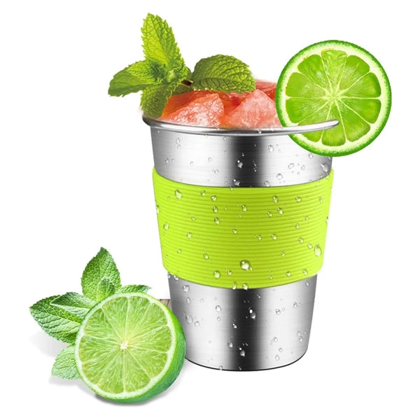 Kids Stainless Steel Cups with Silicone Lids & Sleeves