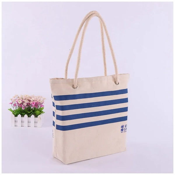 Waterproof Canvas Rope Handle Beach Tote Bag Custom Pattern
