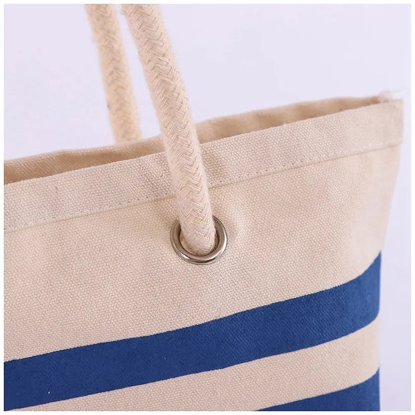 Waterproof Canvas Rope Handle Beach Tote Bag Custom Pattern