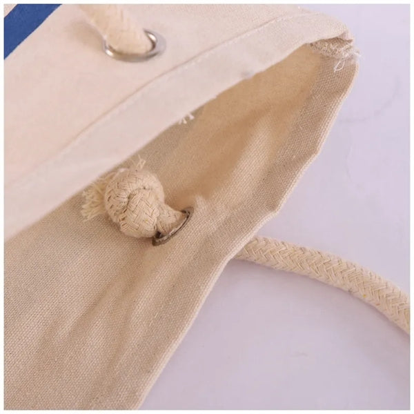 Waterproof Canvas Rope Handle Beach Tote Bag Custom Pattern