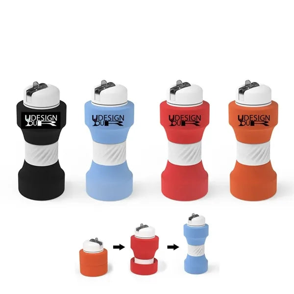 22 Oz Silicone Folding Sports Water Bottle