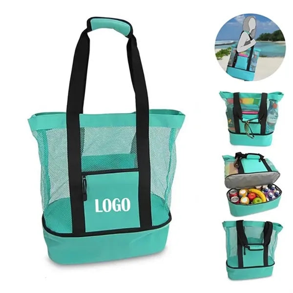 Mesh Tote Insulated Cooler Beach Bag