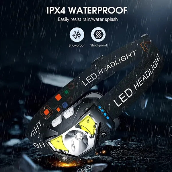 LED Rechargeable Headlight with White Red Light