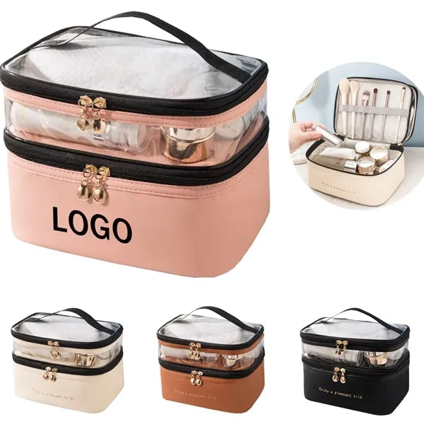 Pvc Double Layer Travel Makeup Bag