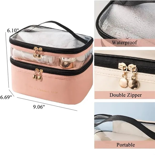 Pvc Double Layer Travel Makeup Bag