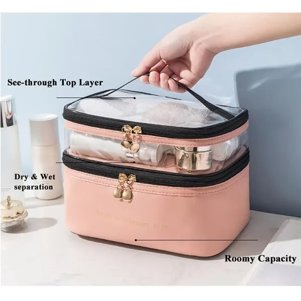 Pvc Double Layer Travel Makeup Bag