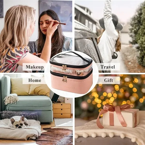 Pvc Double Layer Travel Makeup Bag