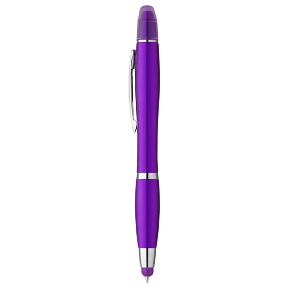 3-in-1 Plastic Ballpoint Pen with Highlighter and Soft Touch