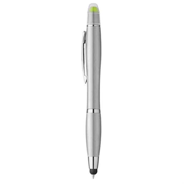 3-in-1 Plastic Ballpoint Pen with Highlighter and Soft Touch