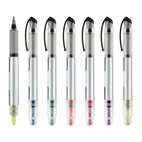 2-in-1 Plastic Rollerball Pen with Highlighter