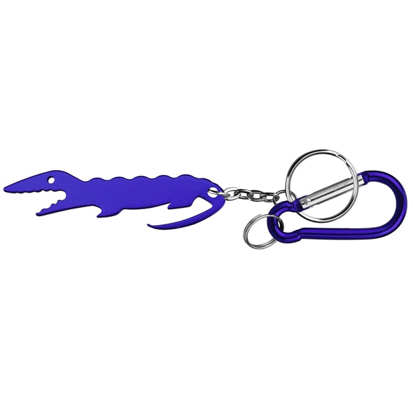 Alligator shaped bottle opener keychain with carabiner