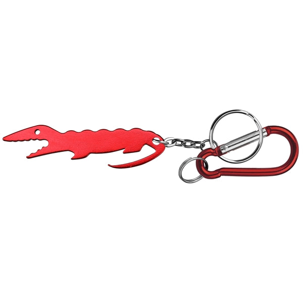 Alligator shaped bottle opener keychain with carabiner