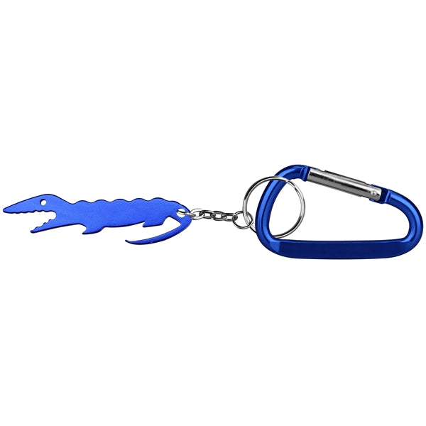 Alligator shaped bottle opener keychain with carabiner