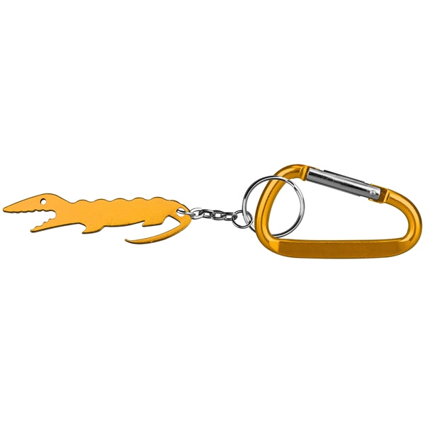 Alligator shaped bottle opener keychain with carabiner