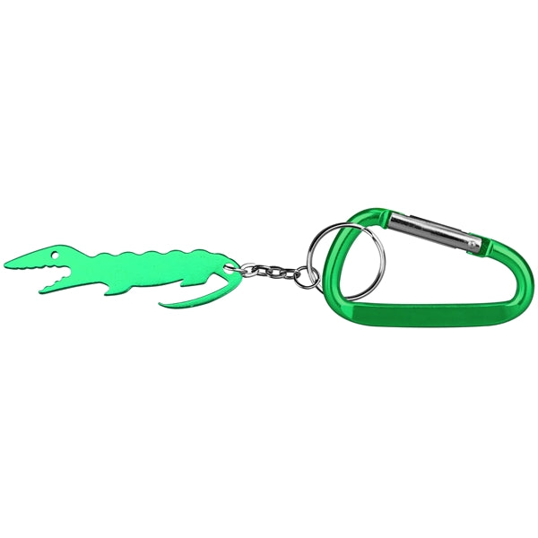 Alligator shaped bottle opener keychain with carabiner