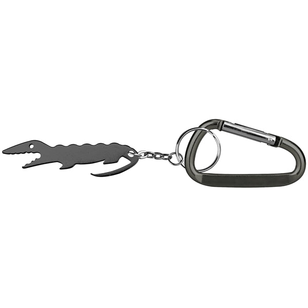 Alligator shaped bottle opener keychain with carabiner