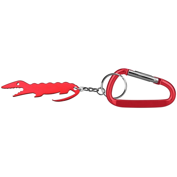 Alligator shaped bottle opener keychain with carabiner