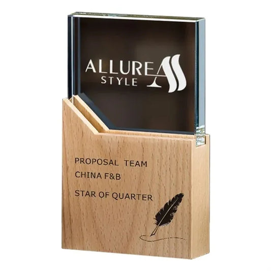 Wooden Base Crystal Glass