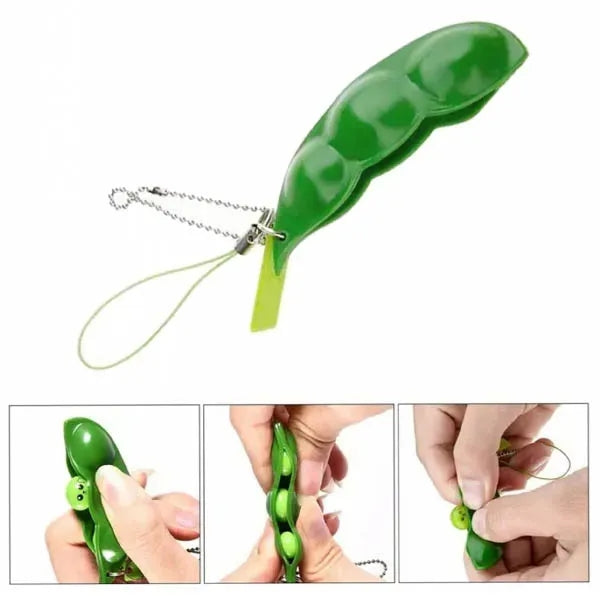 Stress Relieving Pea Pod Fidget Squeeze Toy Keychain