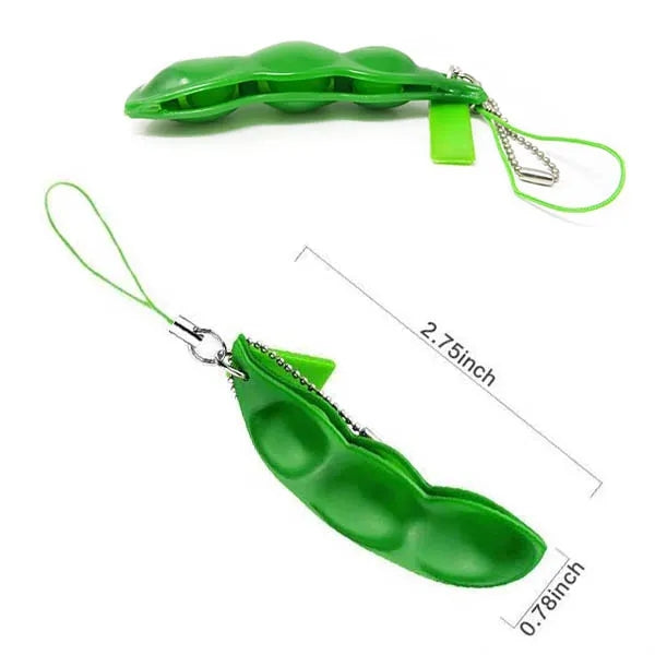 Stress Relieving Pea Pod Fidget Squeeze Toy Keychain