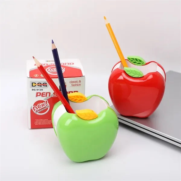 Apple Shaped Plastic Pen Holder Desk Stationery Organizer