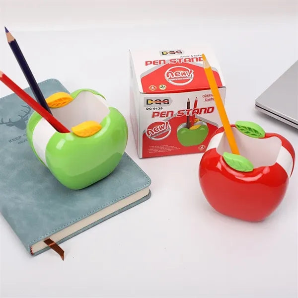 Apple Shaped Plastic Pen Holder Desk Stationery Organizer