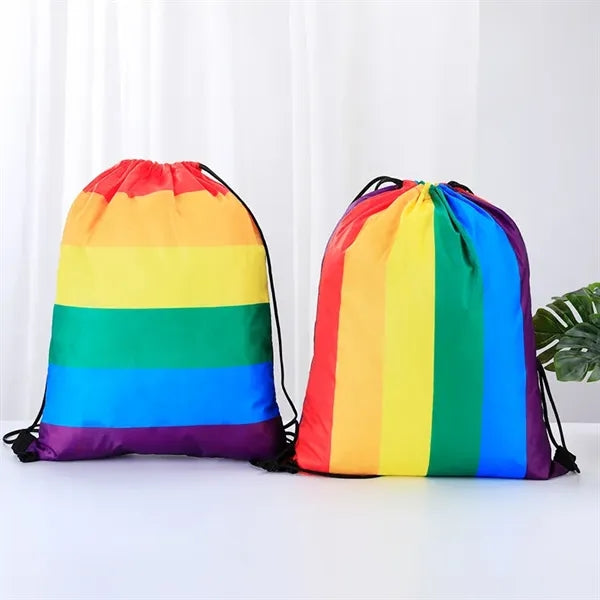 Drawstring Bag Large Capacity Rainbow Storage Pouch