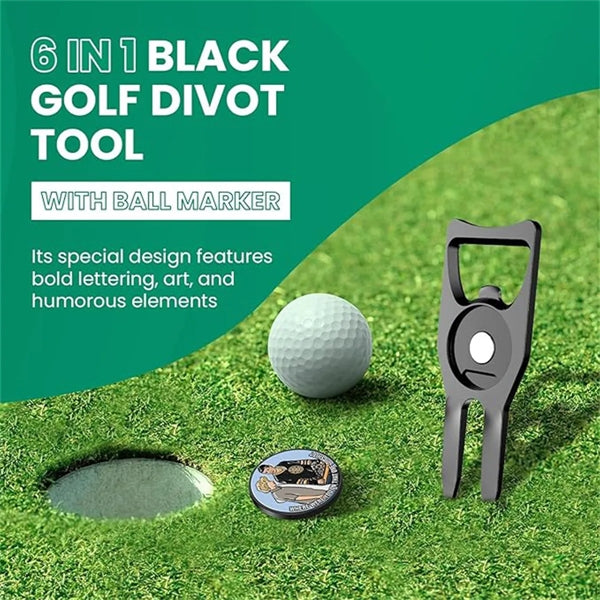 6-in-1 Bottle Opener Senior Golf Divot Tool Aluminum Alloy