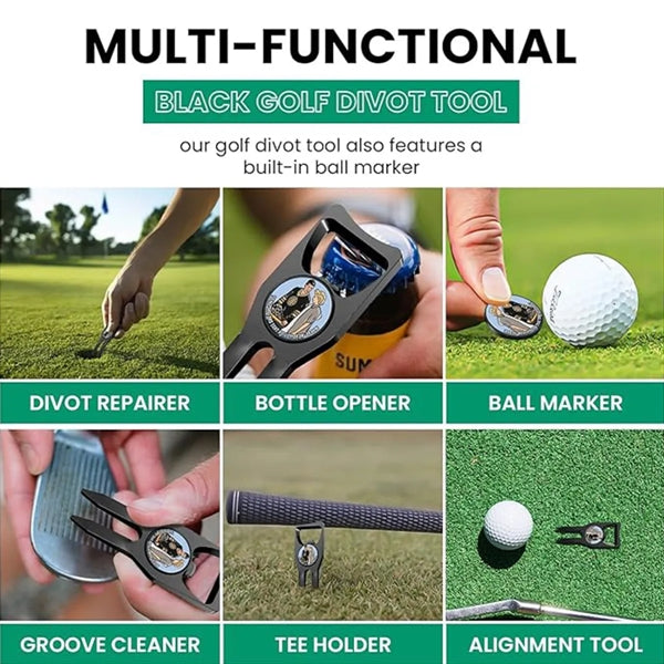 6-in-1 Bottle Opener Senior Golf Divot Tool Aluminum Alloy