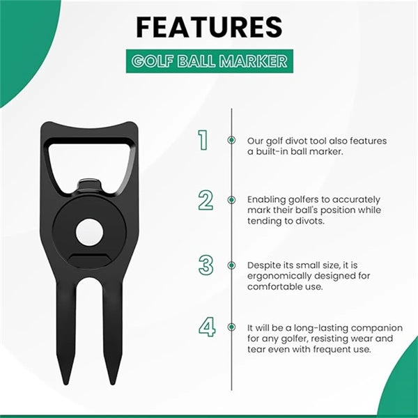 6-in-1 Bottle Opener Senior Golf Divot Tool Aluminum Alloy