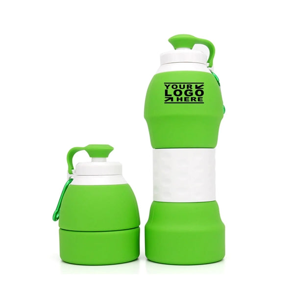 19 oz. Foldable Silicone Water Bottle with Carabiner