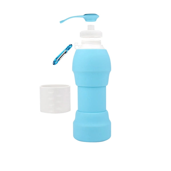 19 oz. Foldable Silicone Water Bottle with Carabiner