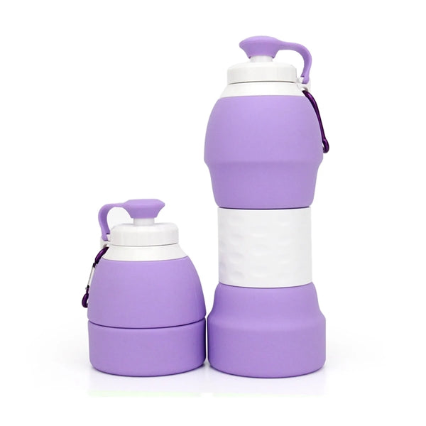 19 oz. Foldable Silicone Water Bottle with Carabiner