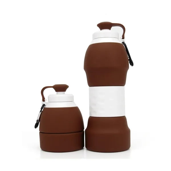 19 oz. Foldable Silicone Water Bottle with Carabiner
