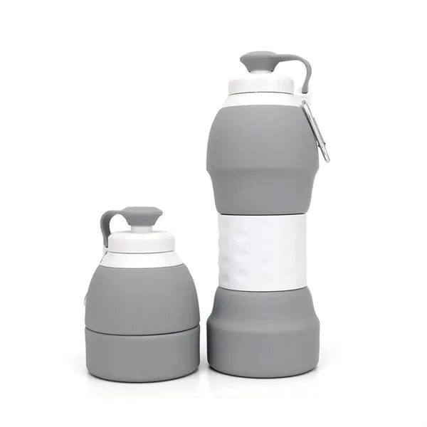 19 oz. Foldable Silicone Water Bottle with Carabiner