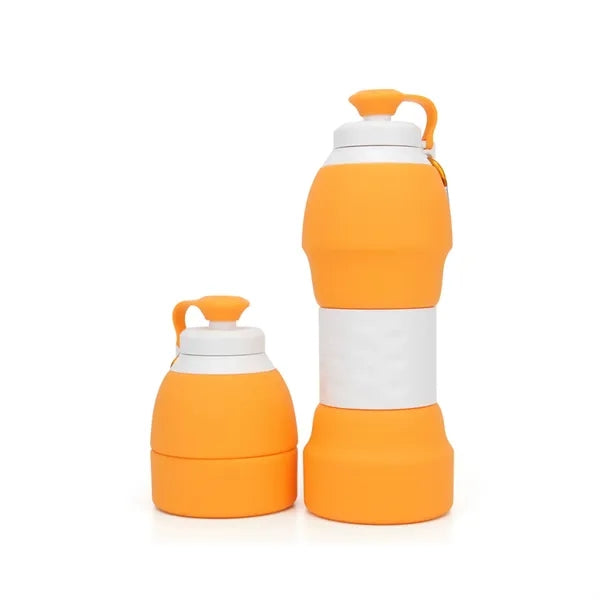 19 oz. Foldable Silicone Water Bottle with Carabiner
