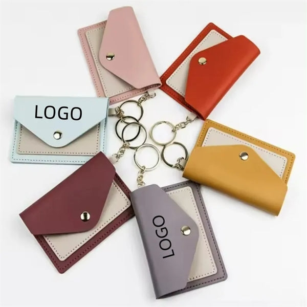 Purse Card Holder Wallet Money Bag In Leather With Keychain